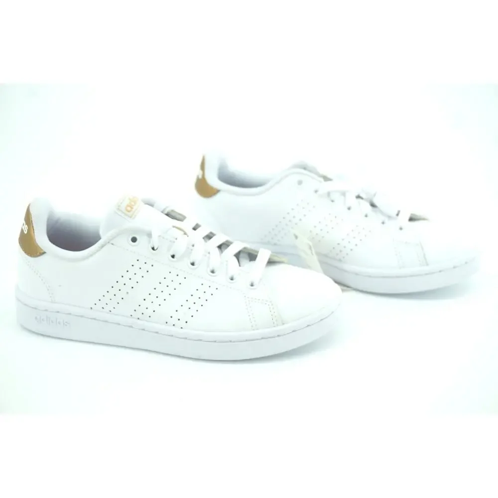 Adidas Women Avantage White Leather Lace-Up Sneaker Size 6.5 striped